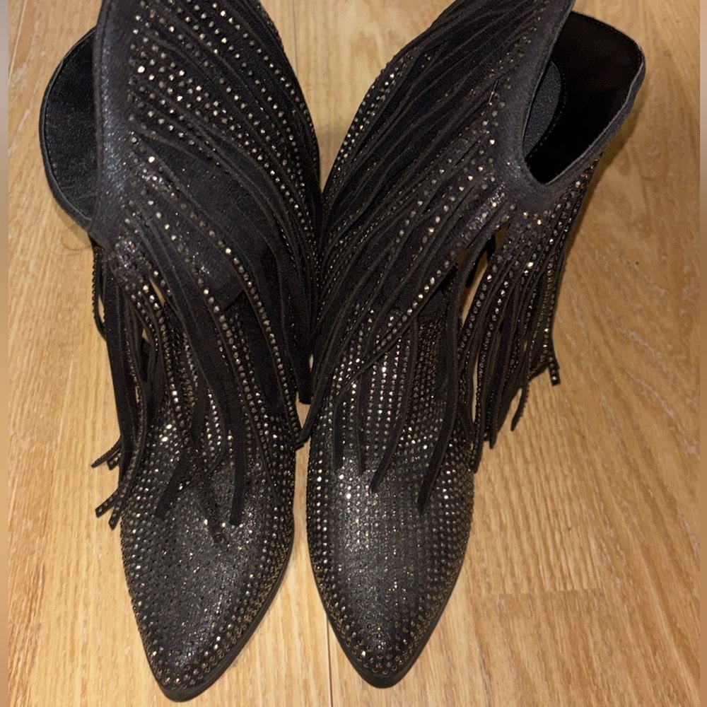 Black fringe cowgirl boots